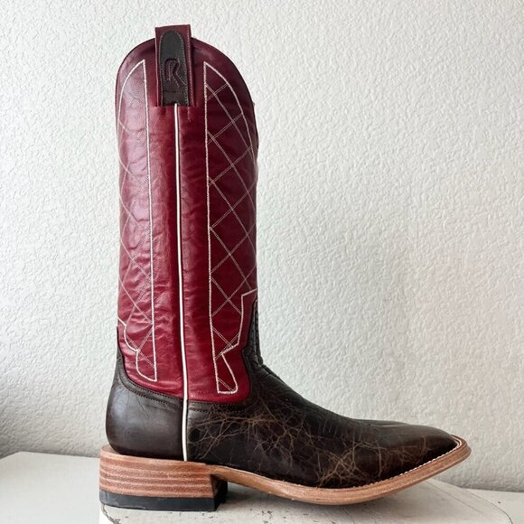 NEW Rod Patrick Mens Cowboy Boots 8 AA Brown Mocha Bison Square Toe Western - Picture 2 of 12